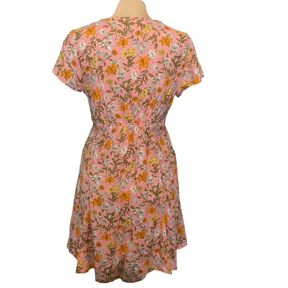 Cynthia Rowley Linen + Rayon Pink & Orange Floral Fit & Flare Mini Dress - Picture 3 of 15